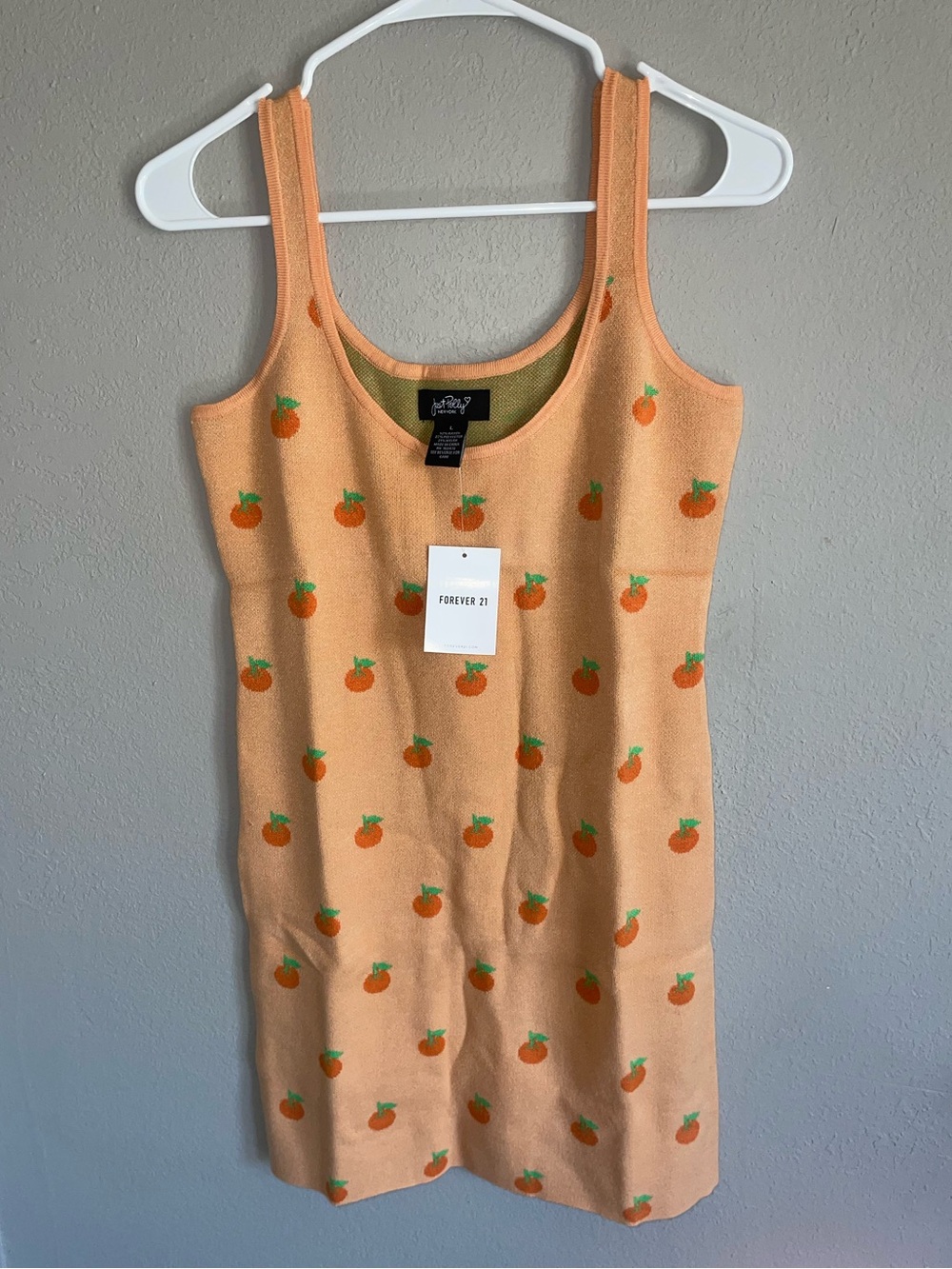 Forever 21 Peach Orange pumpkin Fruit-Print Tank Dress